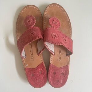 Jack Rogers Classic Leather Thong Sandals 7M Rose Pink